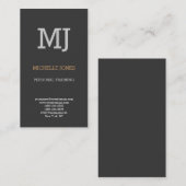 Linen Moderner Schlichter Monogram Gray Personal T Visitenkarte (Vorne/Hinten)