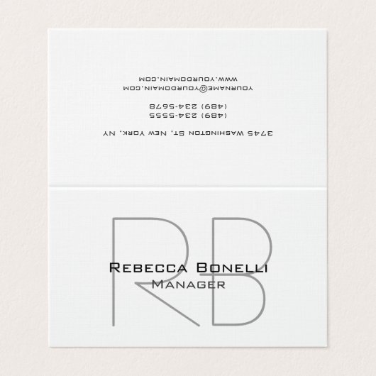 Linen Monogram Manager Zelt Falten Premium Linen Visitenkarten (Außenseite Aufgefaltet)