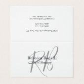 Linen Monogram Manager Zeltfalte Schlicht Visitenkarten (Außenseite Aufgefaltet)