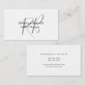 Linen Monogram Manager Zwei-seitige Schlichte Visitenkarte (Vorne/Hinten)