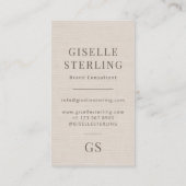 Linen Monogram Modern Elegant Minimalist  Visitenkarte (Rückseite)
