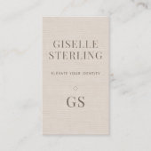 Linen Monogram Modern Elegant Minimalist Visitenkarte (Vorderseite)