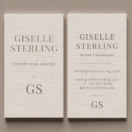 Linen Monogram Modern Elegant Minimalist  Visitenkarte