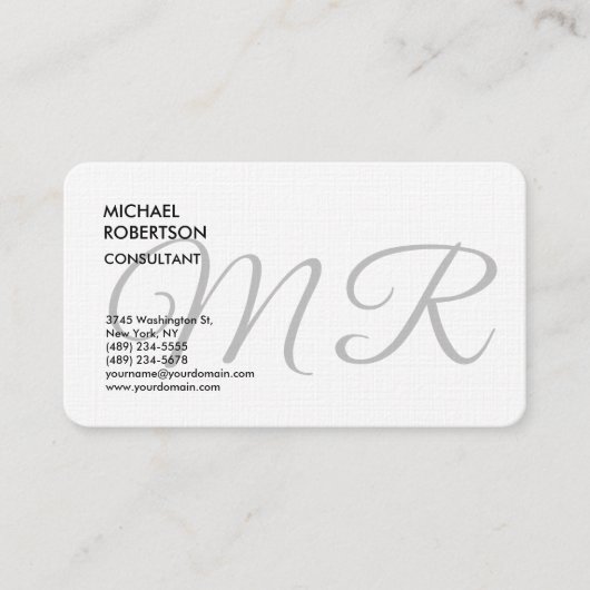 Linen Monogram Schlicht Trendy Minimalistisch mode Visitenkarte (Vorderseite)