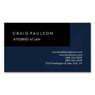 Linen Navy Blue Black Elegante Schlicht Beruflich Magnetische Visitenkarte