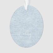 Linen Pastel Blue New Baby NAME Birthdate Sweet Ornament (Vorderseite)