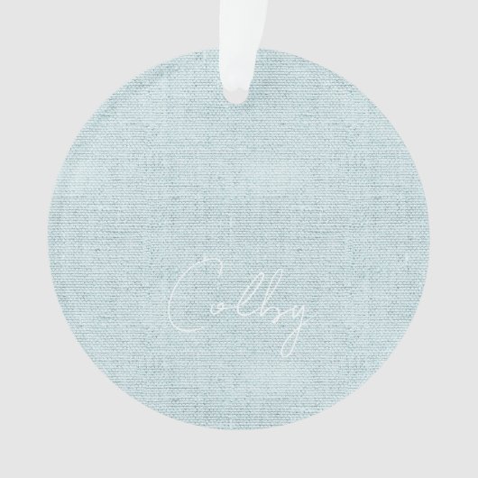 Linen Pastel Green Baby NAME Birthday Sweet Ornament (Vorderseite)