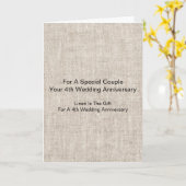 Linen Pattern Personalisiert 4. Hochzeitstag Karte (Gelbe Blume)