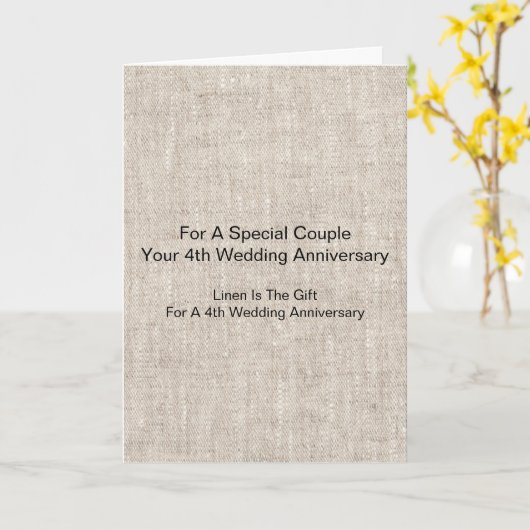 Linen Pattern Personalisiert 4. Hochzeitstag Karte (Gelbe Blume)