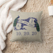 Linen Peacock Rustikales Hochzeitskissen Kissen (Decke)