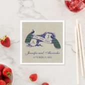 Linen Peacock Rustikales Hochzeitspapier Napkins Serviette (Beispiel)
