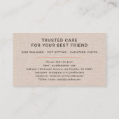 Linen Pet Sitting Photo Paw Print Minimalist Visitenkarte (Rückseite)