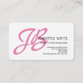 Linen Pink Monogram White Modern Feminine Visitenkarte (Vorderseite)