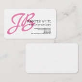 Linen Pink Monogram White Modern Feminine Visitenkarte (Vorne/Hinten)