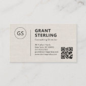 Linen Professional QR Code Company Logo Visitenkarte (Vorderseite)