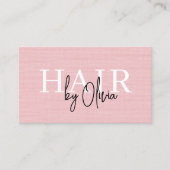 Linen-QR-Code-Friseur in rosa Typografie Visitenkarte (Vorderseite)