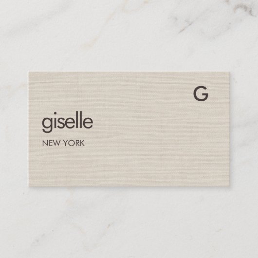 Linen QR Code Minimalist Monogram  Visitenkarte (Vorderseite)