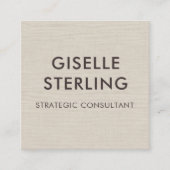 Linen QR Code Modern Minimal Typography Quadratische Visitenkarte (Vorderseite)