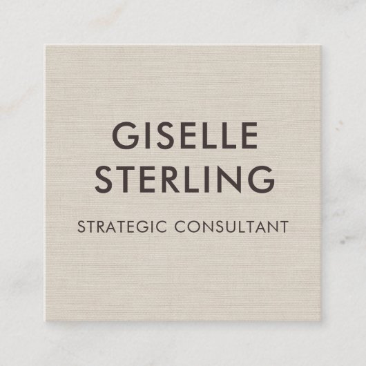 Linen QR Code Modern Minimal Typography  Quadratische Visitenkarte (Vorderseite)