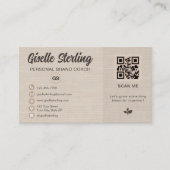Linen QR Code Photo Monogram Social Media Visitenkarte (Vorderseite)