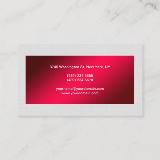 Linen Red Gray Lined Trendy Beruflich Modern Visitenkarte (Rückseite)