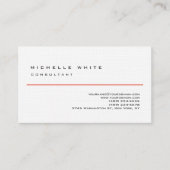 Linen Red White Classic Elegante Schlicht Beruflic Visitenkarte (Vorderseite)