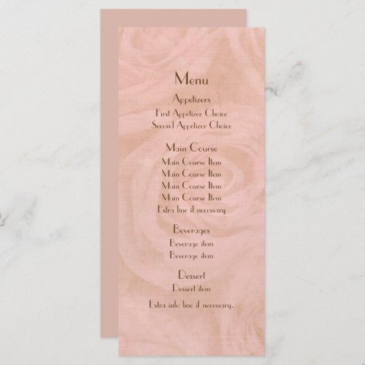 Linen-Rose, die jedes Event-Menü hochladen Menükarte (Vorne/Hinten)