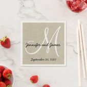 Linen Rustic Monogram Paper Napkins Serviette (Beispiel)
