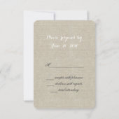 Linen Rustic Wedding RSVP Card (Rückseite)
