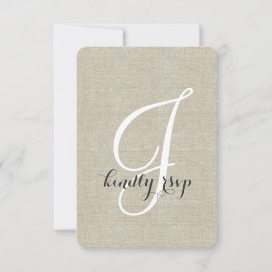 Linen Rustic Wedding RSVP Card (Vorderseite)