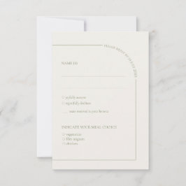  Linen & Sage Green Arch Minimalist w Meal Choice  RSVP Karte