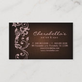 Linen Salon Spa Floral Business Card Brown Pink Visitenkarte (Rückseite)