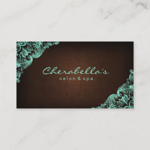 Linen Salon Spa Florale Visitenkarte Braun Mint