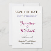 Linen Save the Date Hochzeit klassische Handschrif (Vorderseite)