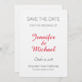 Linen Save the Date Hochzeit Red Handwriting Moder (Vorne/Hinten)
