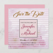 Linen Save the Date Hochzeit Rosa Blume Elegant (Vorne/Hinten)