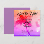 Linen Save the Date Hochzeitspalmen Bäume exotisch (Vorne/Hinten)