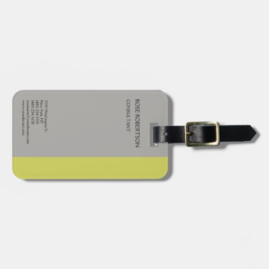 Linen Schlicht Grau Moderne Minimalistische Berufl Gepäckanhänger (Vorderseite horizontal)