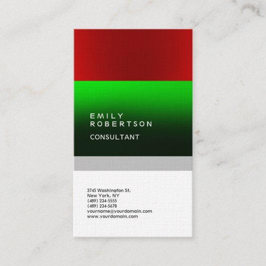 Linen Schlicht Grün Weiß Moderne Minimalistisch Visitenkarte (Vorderseite)