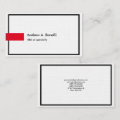 Linen Schlicht Schwarz-weiß Rot Beruflich Moderne Visitenkarte (Vorne/Hinten)