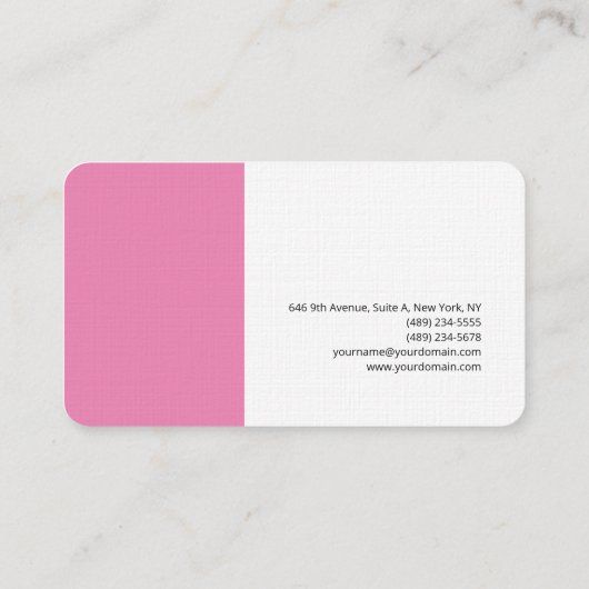 Linen Schlicht Weiblich Minimalistisch rosa weiß Visitenkarte (Rückseite)