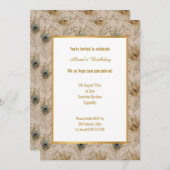 LINEN SEHEN PEACOCK FEATHER INVITATION EINLADUNG (Vorne/Hinten)