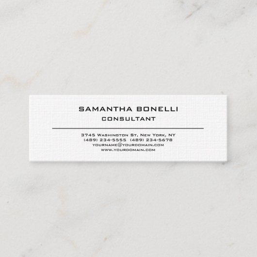 Linen Skinny Schlicht Elegant Attraktiv Minimalist Mini Visitenkarte (Vorderseite)