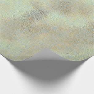 Linen Texture Gold Tiffany Blue Minimal Geschenkpapier