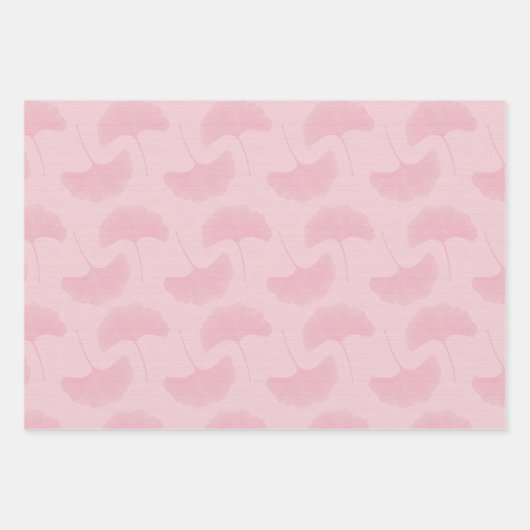 Linen Textured Pastel Pink & Rose Gingko Blätter (Vorderseite)