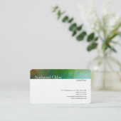 Linen Trendy Blue Green Strip Kreativ Modern Visitenkarte (Stehend Vorderseite)