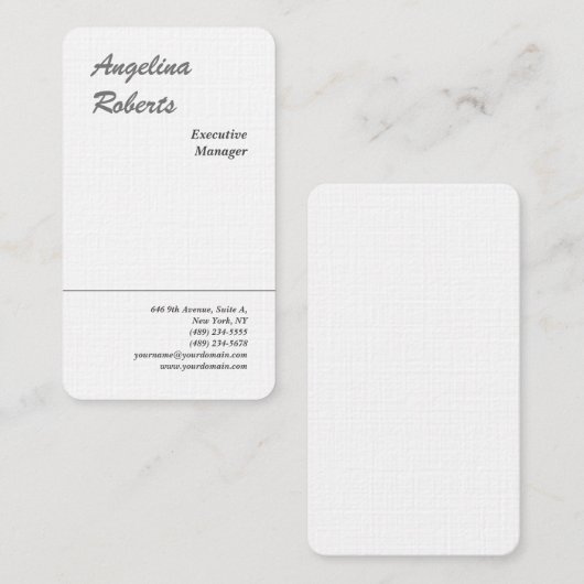 Linen trendy Drehbuch beruflich schlicht minimalis Visitenkarte (Vorne/Hinten)