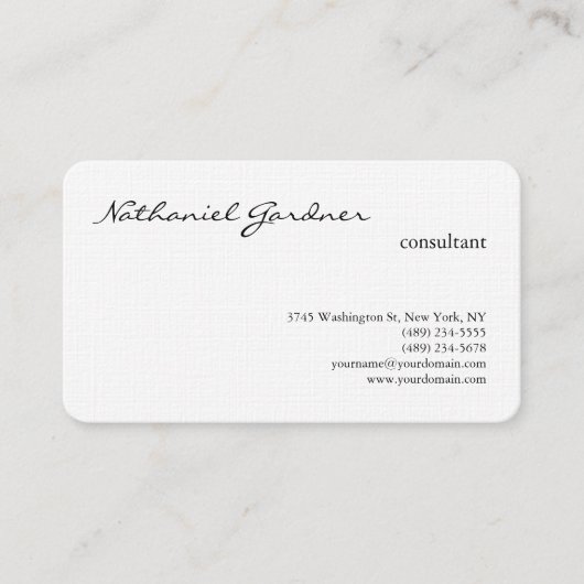Linen Trendy Handwriting Schlicht kreativ Moderne Visitenkarte (Vorderseite)