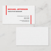 Linen Trendy Moderne Elegant Simple Red White Visitenkarte (Vorne/Hinten)