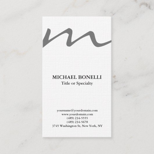 Linen trendy moderne Monogramm beruflich Visitenkarte (Vorderseite)